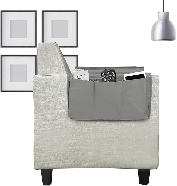 Sofa Armrest Organizer with Cup Holder Tray Chair Arm TV Remote Holder for Recliner Couch Armchair Caddy Bedside Storage Pockets Bag for Cellphone Tablet Book Magazines Drinks Holder Pouch