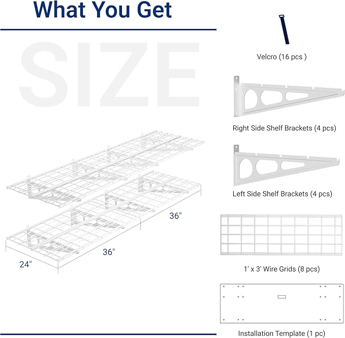 FLEXIMOUNTS 2-Pack 2x6ft 24-inch-by-72-inch Wall Shelf Garage Storage Rack Floating Shelves, 1200 lbs Load Capacity, White, Classic Series