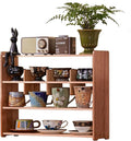 Coffee Cup Holder for Countertop Walnut Wood Coffee Mugs Holder for Kitchen Mug Display Rack (4-Tier wood A)