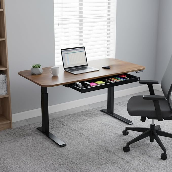 PERFECT POSTURE Max Under Desk Storage Drawer – Large Desk Drawer with Lock for Regular & Sit-Stand Standing Desks, Black (19.3" x 10")