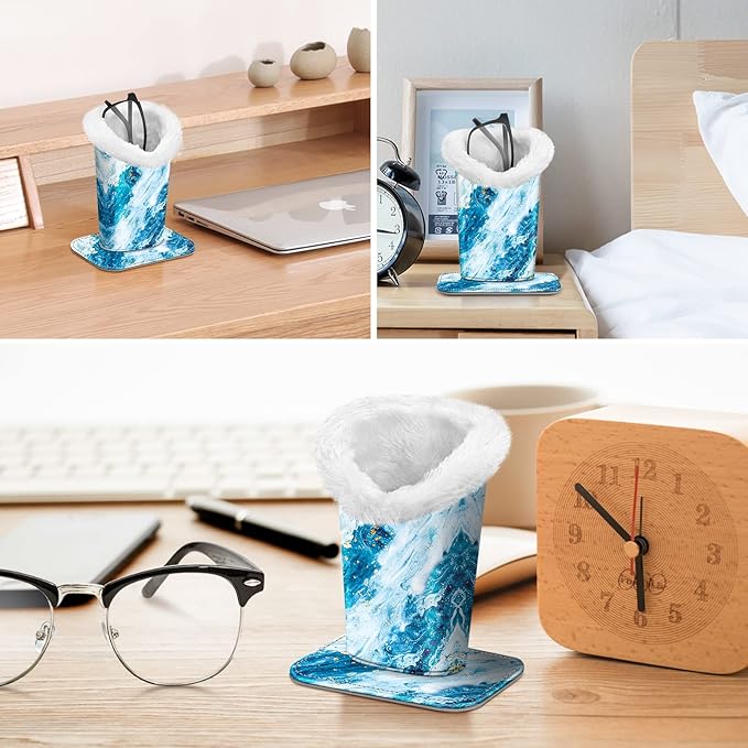 Fintie Plush Lined Eyeglasses Holder, Glasses Stand Case, Anti-scratch Glasses Storage Organizer for Desk, Nightstand, Office