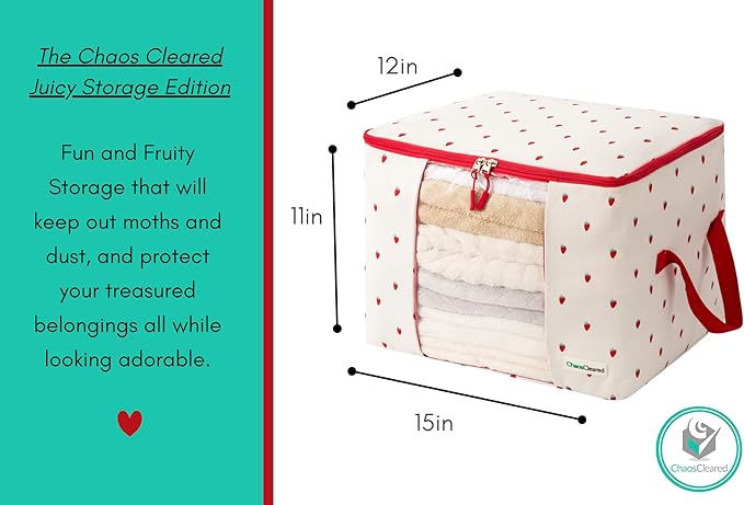 Canvas Storage Bags 2 Pack (Strawberry Bag 2 Pack)