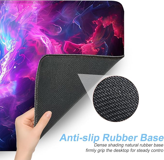 Galaxy Swirl Mouse Pad XXL – Large Extended Desk Mat with Blue & Pink Energy Nebula, Cosmic Gaming Mousepad with Non-Slip Base for PC, Office, Streamers,31.5 x 11.8 in