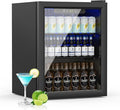 Mini Fridge 70 Can Beverage Refrigerator, 1.7 Cu.Ft Drink Fridge with Reversible Glass Door for Soda Wine Beer, Adjustable Temperature Control for Home Office Bar, Black(37-61 ℉)
