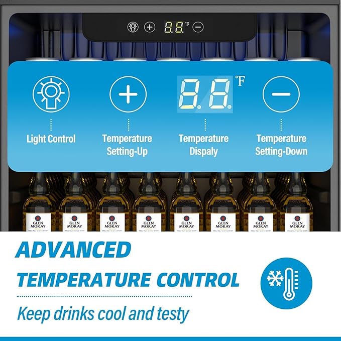 70 Can Freestanding Beverage Refrigerator, 1.6 Cu. Ft Drink Fridge with Quiet Compressor and Temperature Control, Small Refrigerator with Adjustable Shelves for Soda, Beer or Wine