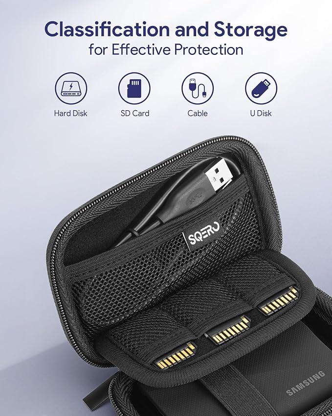 SSD Hard Case Compatible with Samsung T9/T7 Shield/T7 Portable SSD Drive USB 4TB,2TB,1TB, Portable Travel Carrying Storage Protective Cover Bag (Black)