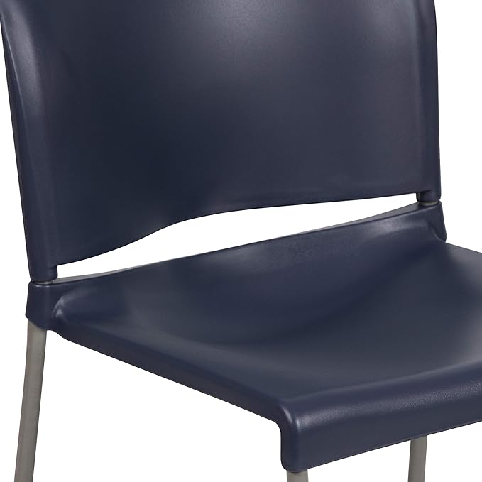 Flash Furniture Hercules Series Contoured Stacking Chairs for Waiting Rooms and Offices, Ergonomic Lobby Chairs with Curved Back, Set of 5, Navy