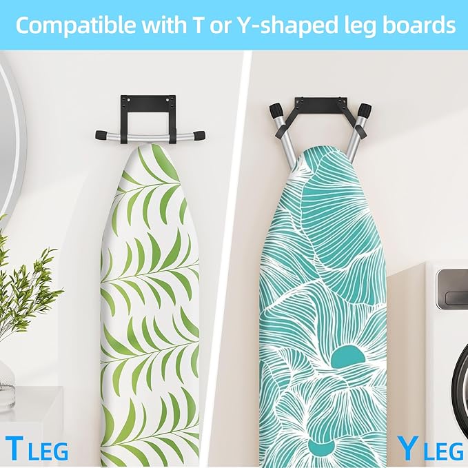 JUYSON Ironing Board Holder Wall Mount for T&Y Leg Ironing Board Hanger, Small Wall Mounted Ironing Board, Iron Holder Wall Mounted for Laundry Room