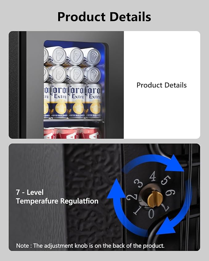 Beverage Cooler Refrigerator - 24 Cans Mini Beverage Fridge with Temperature Control for Beer Soda Water Drink, Small Wine Cellar Beverage Refrigerator for Bedroom Office Home Bar