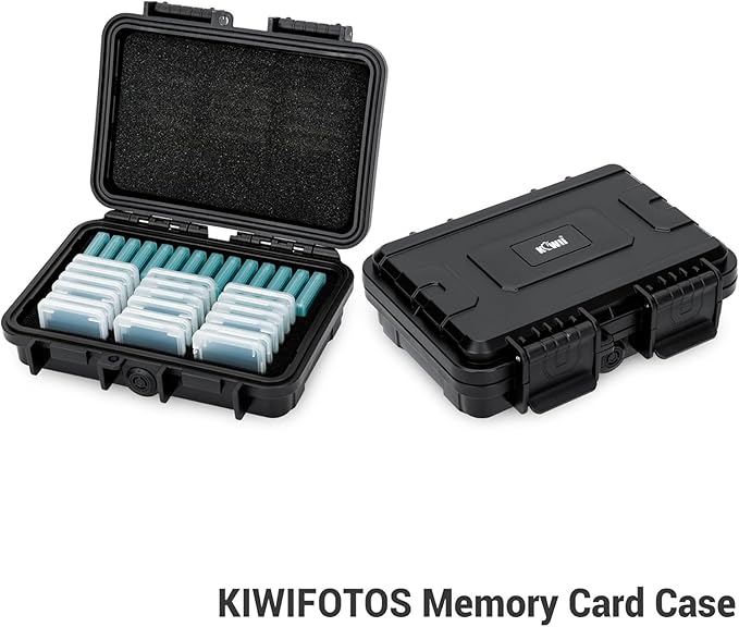 KIWIFOTOS 32 Slots Memory Card Case with Individual Case for 18 SD Card+ 14 CFexpress Type A Card Holder Storage Organizer IP67 Waterproof