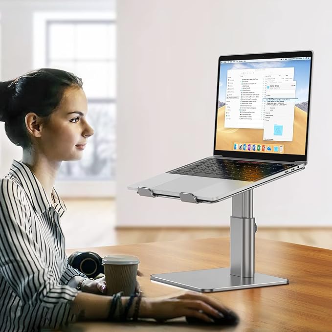 BESIGN LSX6N Laptop Stand, Ergonomic Adjustable Notebook Stand, Riser Holder Computer Stand Compatible with Air, Pro, Dell, HP, Lenovo More 10-15.6" Laptops, Gray