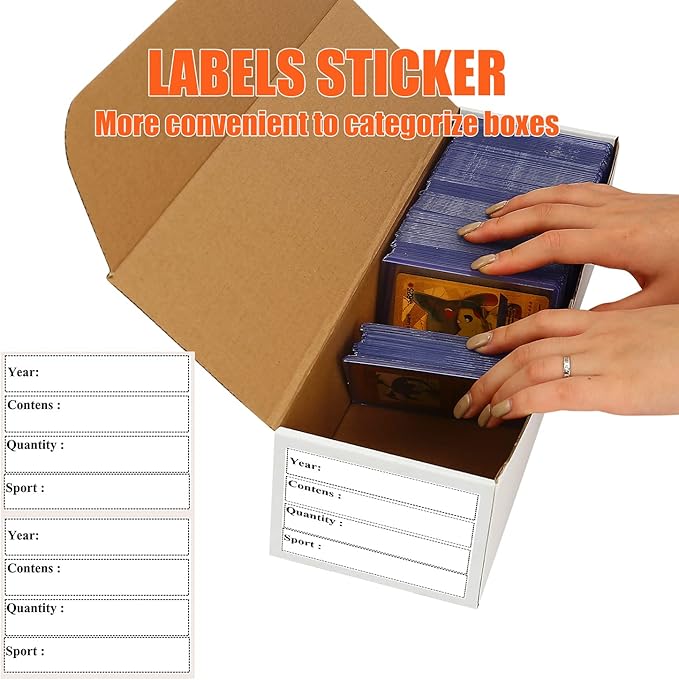 Trading Card Storage Box,6-Pack-4800 Count Corrugated Cardboard Card Box With Mtg/Magic/TCG Storage and Collection,Labels For Card Storage Box