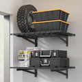 2 Pack Heavy Duty Garage Wall Shelving Set, 2x3ft, Black, Wall Mounted, Traditional Style, 2 Shelves, 500lbs Capacity