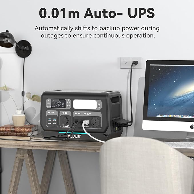 ALLWEI 2400W Portable Power Station (Surge 4800W) with 1x400W Solar Panel and 1x2048Wh Expansion Battery Included, 4 AC Outlet, LiFePO4 Battery Backup Generator for RV Camping Emergency Outdoor Home