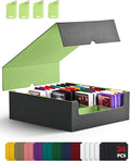 ZLCA Card Storage Box for MTG PTCG, Commander Deck Box Holds 3200+ Cards, Trading Card Storage Case with 4 Stoppers, Card Organizer for TCG Sport Cards(Black&Green)