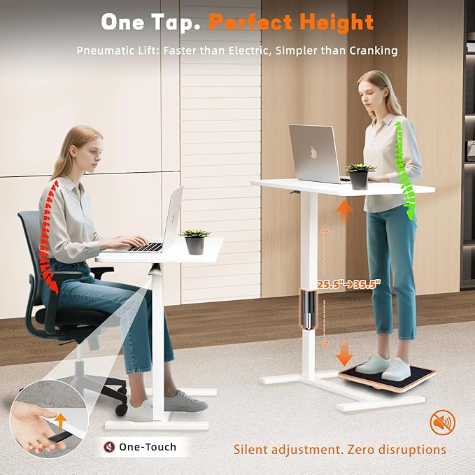 Overbed Bedside Table with Wheels, Adjustable Hospital Over Bed Table, Rolling Laptop Table, Medical Bed Side Table,White
