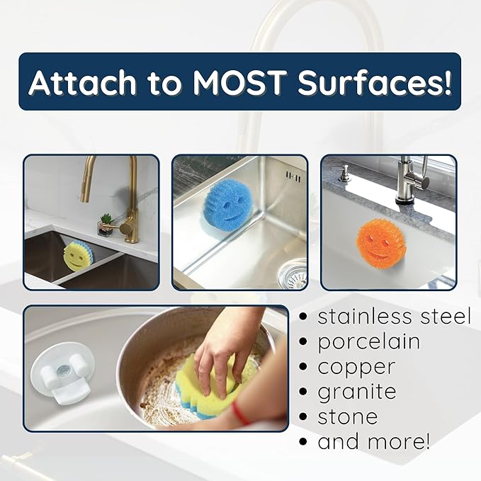 BeraTek Scrub Daddy Sponge Holder for Kitchen Sink - Stop Soggy Sponges with Suction Cup Caddy - Compatible Scrub Mommy Holder & Kitchen Sink Organizer - Black, 1-Pack