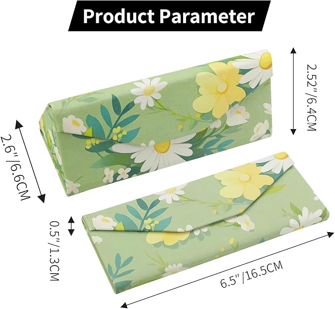 Foldable Glasses Case, Magnetic PU Leahter Sunglasses Case, Cute Hard Shell Folding Eyeglass Cases for Women Kids