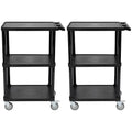 Pearington 3-Tier Compact Multi-Purpose Utility Cart with Lockable Wheels and Ergonomic Handle, Black, 2 Pack