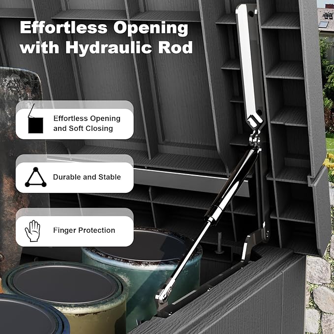 280 Gallon Outdoor Deck Box,Storage Lockable Waterproof Patio Furniture,Garden Tools,Cushions,Pool Accessories Outside Storage Resin Box(Black)