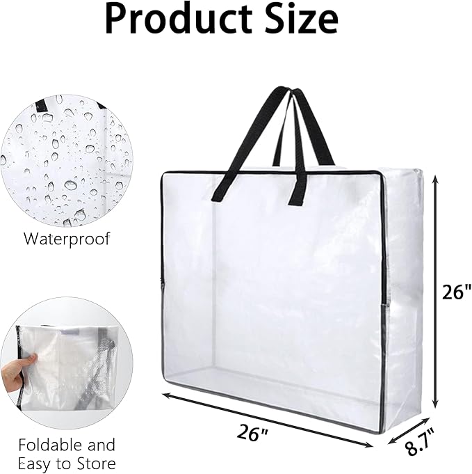 4 Pack Wreath Storage Bag, 26 Inches 90 L Wreath Storage Container, Reinforced Handles & Smooth Zippers, Foldable Large Storage Bags for Christmas/Seasonal Wreaths, Clothing, Bedding, Blankets, Toys