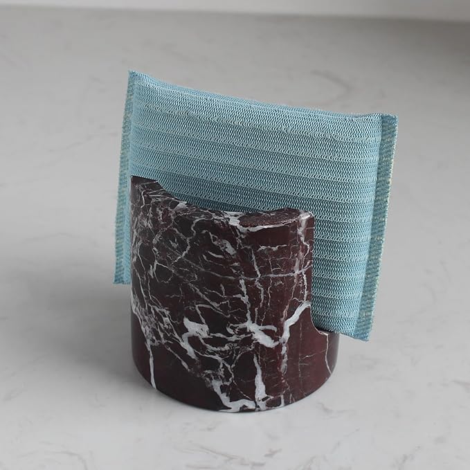 Natural Travertine Marble Sponge Holder for Kitchen Sink, Drying Rack, Compact Sink Caddy Organizer - Rosso Levanto Marble