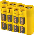 Storacell AA + AAA Combo Battery Storage Caddy and Dispenser, Yellow, Holds 4 AA + 4 AAA Batteries (Not Included), Durable & Compact Design, The Original Battery Caddy, Made in The USA