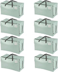VENO 8 Pack Moving Bags and Large Christmas Decoration Storage Bins with lids. Alternative to Moving Boxes, Packing Supplies for College. Heavy Duty Totes (Shiny Light Green, 8 Pack)