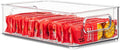 primebox Plastic Food Storage Clear Container Bin with Handles for Organizing Kitchen, Pantry, Refrigerator, Freezer, Pantry, Cabinet, Closet, Bathroom. Stackable 10”x6”x3”
