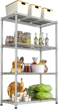 4- Shelf Storage Shelves Metal Shelving Unit Adjustable 4 Tier Wire Shelving Rack Sturdy Steel Heavy-Duty 2200 LBS Organizer for Laundry Bathroom Kitchen Closet Pantry Basement Garage Utility Room