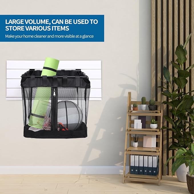 2Pcs Large Slatwall Baskets Mesh Slatwall Baskets with Zipper Mounted Storage Baskets Hanging Slatwall Accessories for Shops Rooms Storage Display Organizing(16 * 12 * 16inch)
