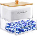 JYPS 1+1 Acrylic Dryer Sheet Holder with Drawer and Bamboo Lid, Clear Acrylic Large-Capacity Laundry Pods Container, Scent Boosters & Powder, Laundry Room Organization decor, Storage Jars Set