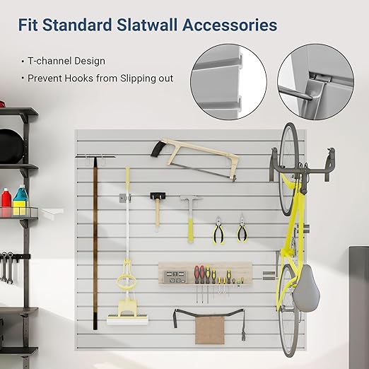Slatwall Panel 4 FT x 4 FT, Interlocking Slat Wall Paneling, Wall Mounted PVC Wallpanel, Suitable for Garage Storage and Organizer, Slatwall Board, Shelves - Grey