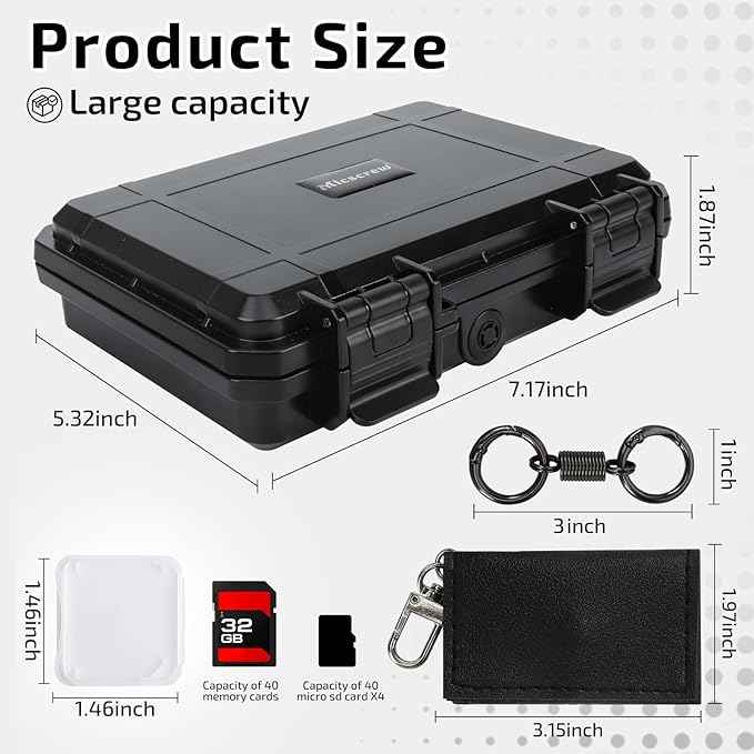 37 Slots Memory Card Case & 36 Transparent Card Cases & 60 Visual Sticky Notes, Water-Resistant Anti-Shock Anti-Dust SD Card Holder Storage,SD Card Case for Camera Memory Card Protector