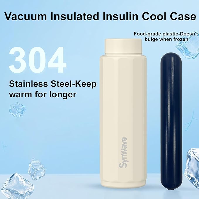 Synwave Insulin Cooler Travel Case for 3–4 Pens,Medication Cooler for Travel with Anti-Bulging Gel Ice Pack,TSA Approved,Non-Charging Cooling