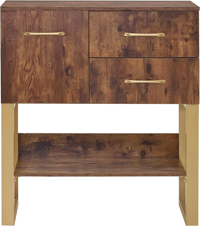 BarberPub Styling Barber Station, Wall Mount Storage Cabinet, Salon Equipment for Hair Stylist, Spa Beauty Makeup Organizer, Bathroom Dresser with Drawers & Shelf 3185 (Rustic Brown)