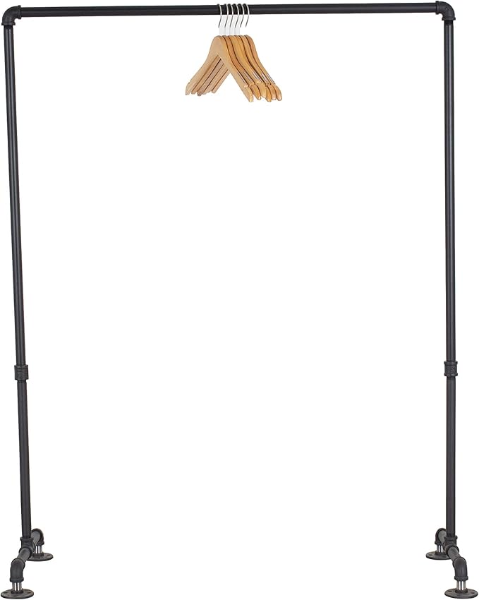 William Roberts Vintage Industrial Heavy Duty Hanging Rod Garment Rolling Closet Organizer Rack (48 in., Flange Feet)