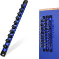 WORKPRO Magnetic Socket Organizer, 1/2" Drive Aluminum Alloy Socket Holder, Heavy Duty Socket Rail with 10 PC Removable Socket Clips, Socket Organizer Tray for Tool Box Drawer (Sockets Not Included)