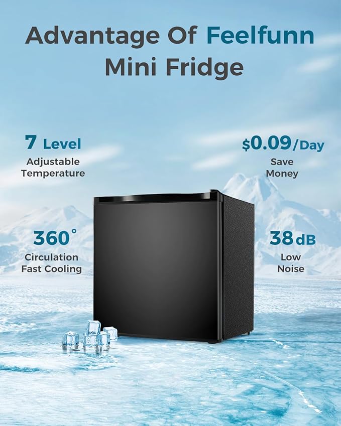 Small Fridge with Freezer - 1.7 Cu.Ft Single Door Mini Fridge with Adjustable Thermostat, Energy Saving, Low Noise, Small Refrigerator for Bedroom, Office, Dorm, Apartment, Classroom - Black