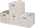 DECOMOMO Felt Storage Bins 13x15x13 Storage Cube Bins with Labels, Baskets for Organizing Shelves (Kallax / 4pcs, Beige)