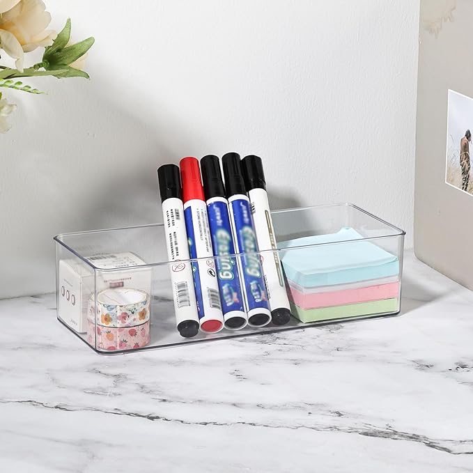 Acrylic Makeup Brush Holder Organizer, 1 Pack 1 Section Clear Plastic Makeup Holder 9.13x3.54x2.36 Inches Transparent Storage Container for Bathroom Jewelry Accessories