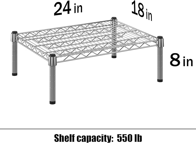 18" Deep x 24" Wide x 8" Height 1-Tier Wire Shelving Kit | NSF Commercial Storage Rack Unit