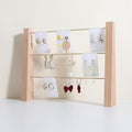GemeShou 3 Tiers Beech Earring display stands for selling, Wooden Jewelry Shelf, Earring Storage Organizer, Brass earring holders with 42 holes for stud Dangle Hoop【Beech 3-Tier】