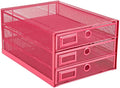 Annova Desk Organizer Wire Mesh 3 Tier Sliding Drawers Paper Sorter/Multifunctional/Premium Solid Construction for Letters, Documents, Mail, Files, Paper, Kids' Art Supplies (Pink)
