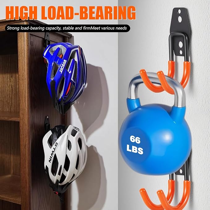 Heavy Duty Garage Storage Hooks, 2 Pack Utility Steel Garage Tool Organizer Wall Mount for Hanging Power and Garden Tools Ladders Hoses Bikes Ropes & Bulk Items