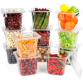 VOISEN 12 Pack Plastic Food Pan with Lids 1/6 Size 6 Inch Deep Commercial Food Storage Containers for Fridge Salad Fruits Vegetables Clear Restaurant Polycarbonate