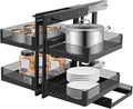Corner Pull Out Organizer, Blind Corner Pull Out Organizer, 2 Tier Pullout Shelf Organizer for Blind Corner Kitchen/Bathroom Cabinets