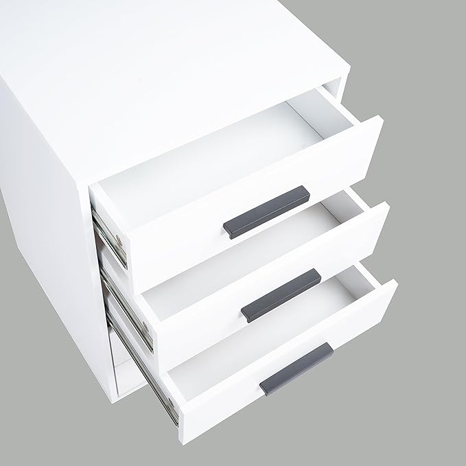 5-Drawer Rolling Under Desk Storage Cart - Mobile Organizer with Lockable Casters, White Engineered Wood Scratch-Resistant for Home Office Dorm Studio, 15.7 x 15.7 x 26 Inches