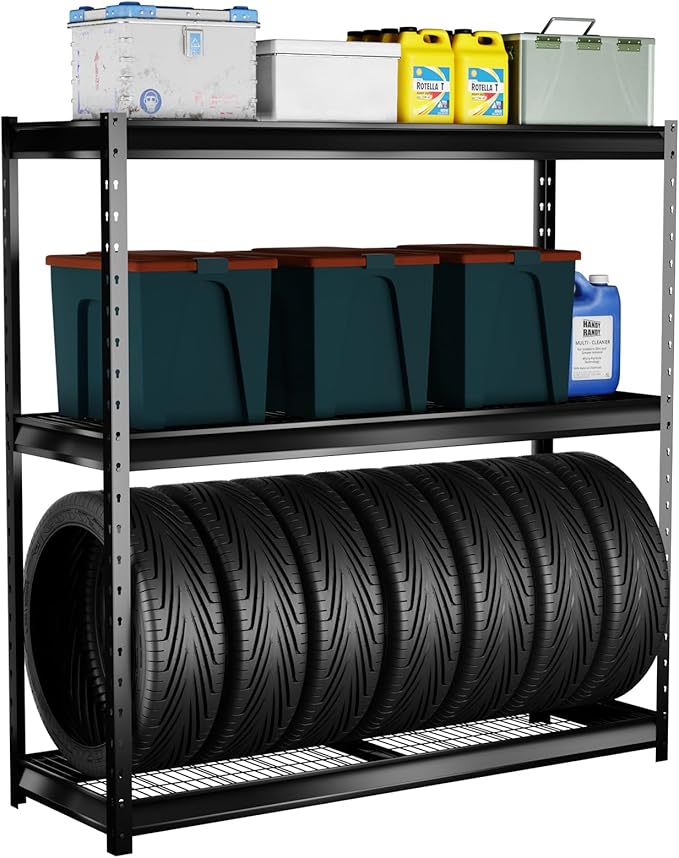The Atlas 72" H Metal Garage Shelving Unit, 3-Tier Heavy Duty Storage Shelves, 7500 LBS Load Capacity, Industrial Steel Shelf Rack for Shop Warehouse Basement, 77”W x 24”D x 72”H