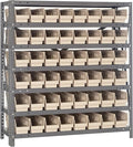 Quantum Storage Systems 1839-103IV Steel Shelving Unit with 4" Shelf Bins, 18" D x 36" W x 39" H, Ivory